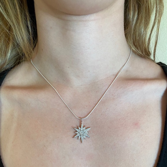 Sterling Silver Cz Star Necklace - Picture 6 of 13